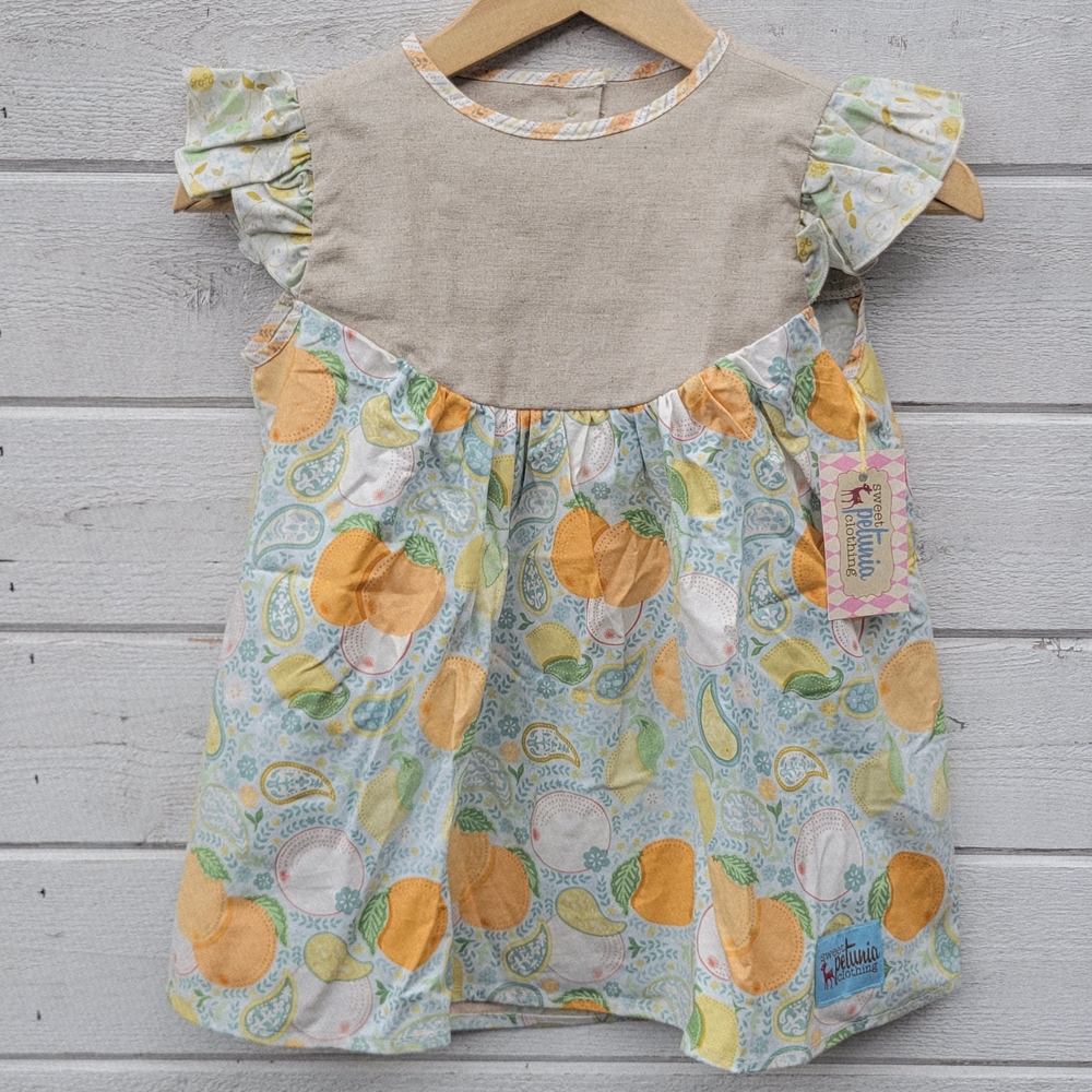 NWT Sweet Petunia Girls's Citrus Paisley Ruffle Sleeve Tunic Blouse - size 8